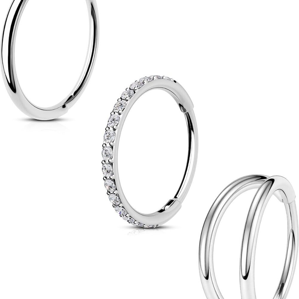 3pcs Nose Rings Hoop Set Surgical Steel Dainty Septum Jewelry For Women